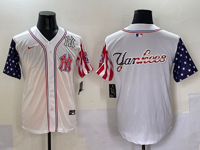 Men New York Yankees Blank White a generation of national flags Jointly Name 2025 Nike MLB Jersey style 12
